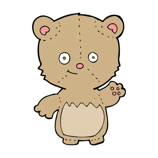 Dibujos animados oso de peluche ondeando — Vector de stock