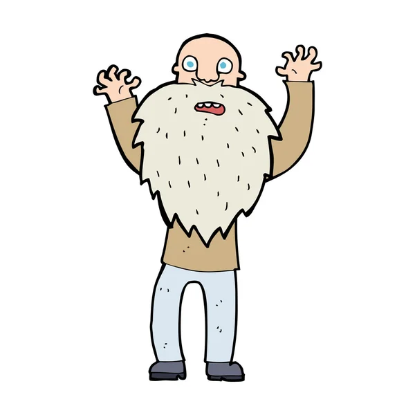 Cartoon frightened old man with beard — Stock Vector