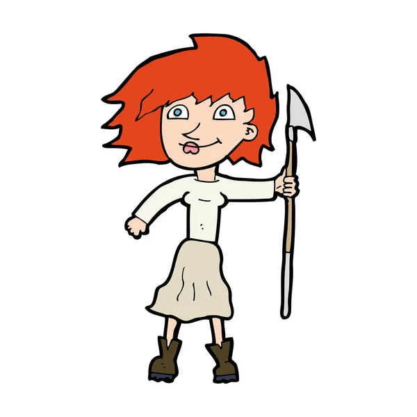 Cartoon woman with spear — Stock Vector