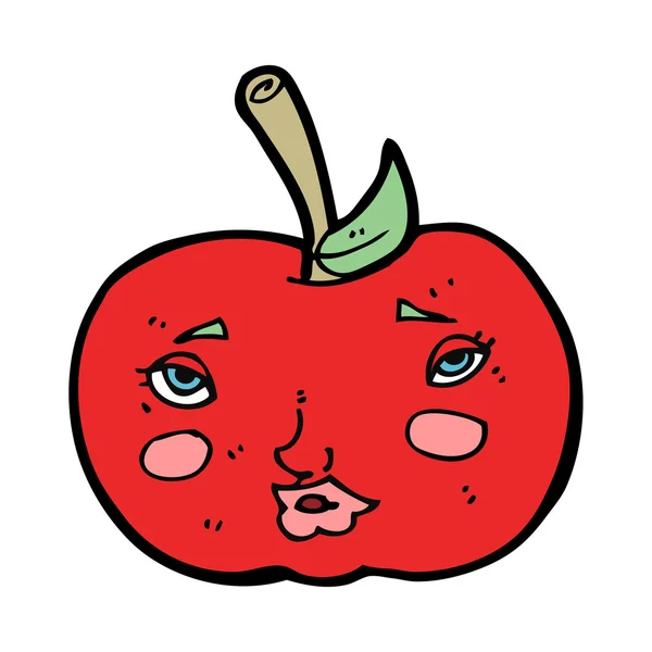 Kreslené jablko s obličejem — Stockový vektor