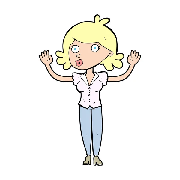 Cartoon vrouw overgave — Stockvector