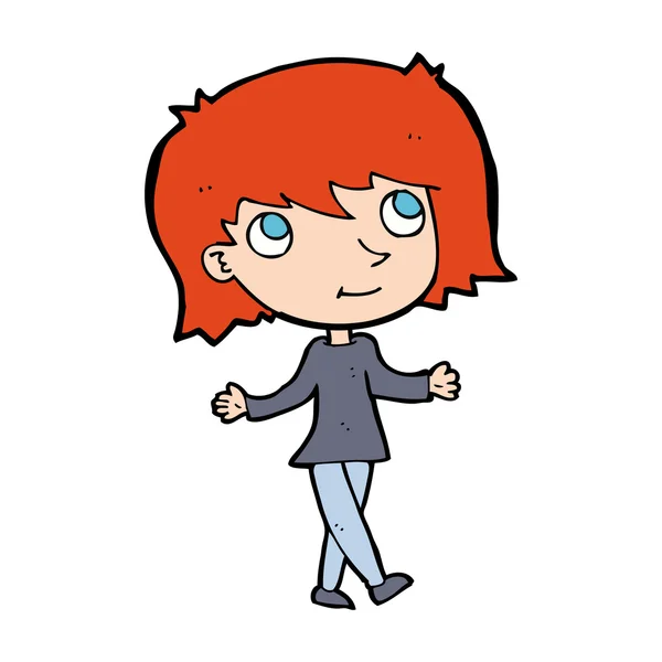 Chica de dibujos animados sin preocupaciones — Vector de stock