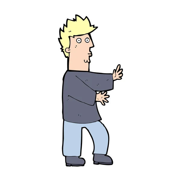 Cartoon nervous man waving — Stock Vector
