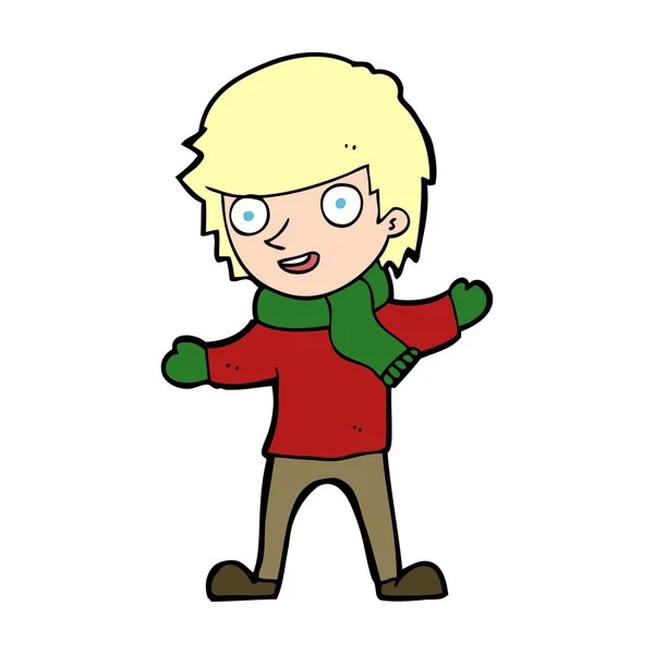 Cartoon jongen in de winter kleding — Stockvector