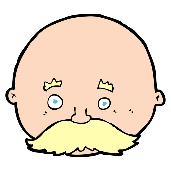 Tecknad skallig man med mustasch — Stock vektor