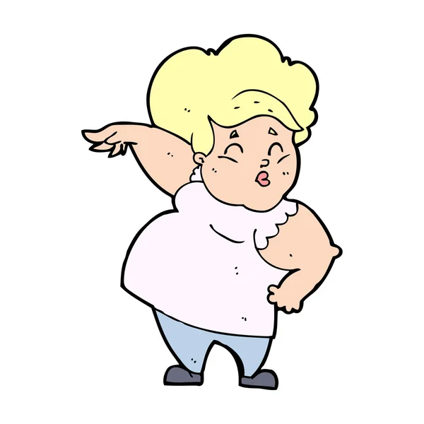 漫画幸せな太りすぎの女性 — ストックベクタ