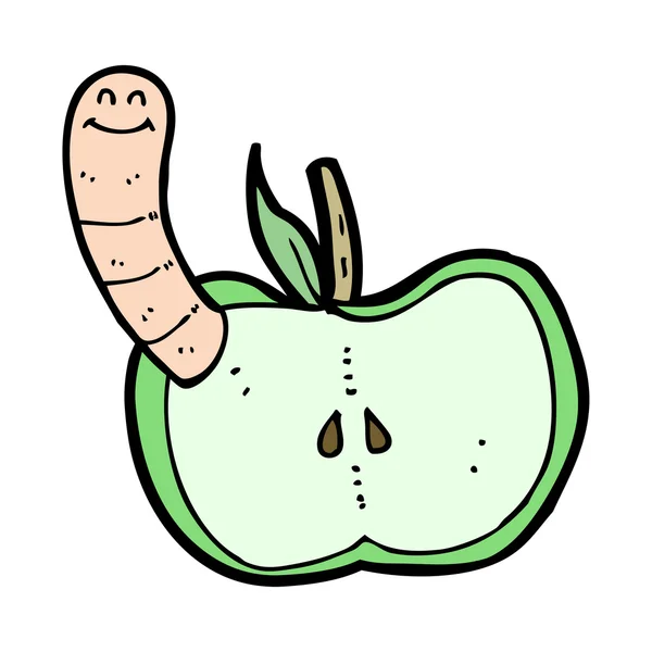 Мультяшное яблоко с червяком — стоковый вектор
