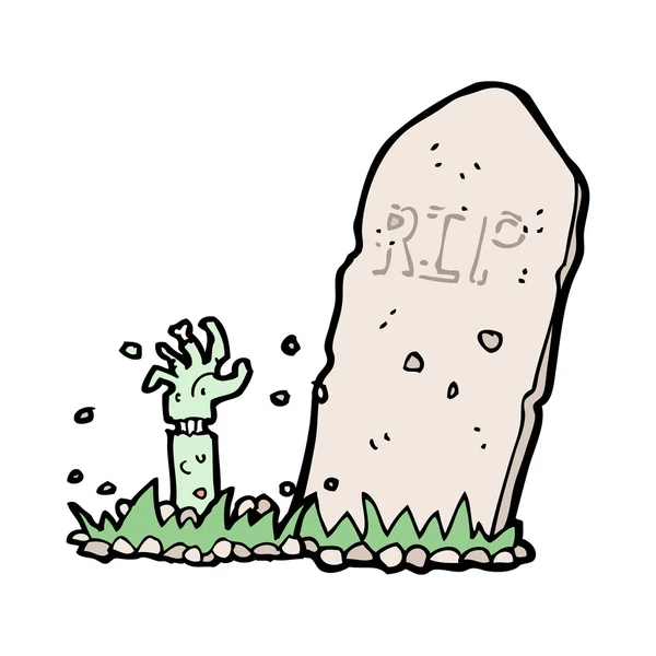 Cartoon zombie rising from grave — Stock Vector