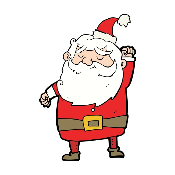 Cartoon santa claus punching air — Stock Vector