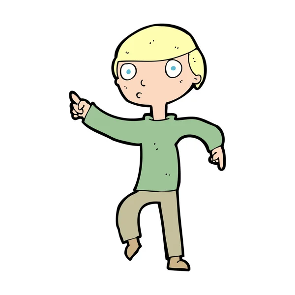 Cartoon boy pointing — Stock Vector