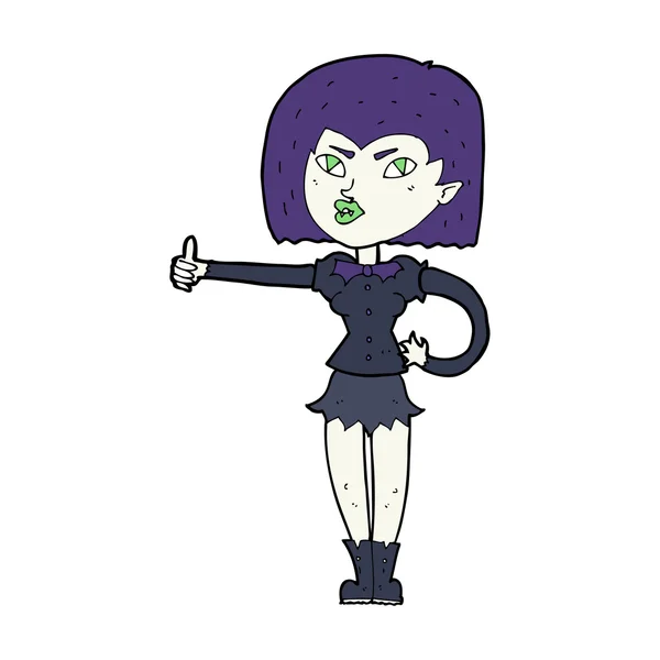 Cartoon-Vampir-Mädchen gibt Daumen nach oben — Stockvektor