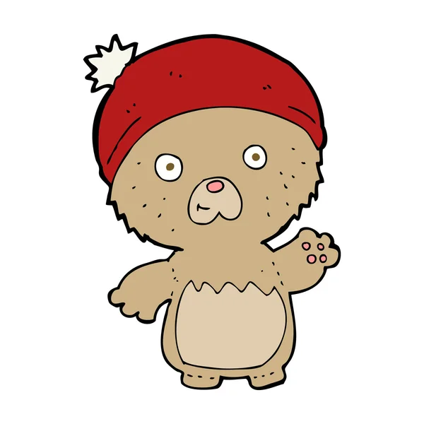 Dessin animé ours en peluche mignon dans le chapeau — Image vectorielle