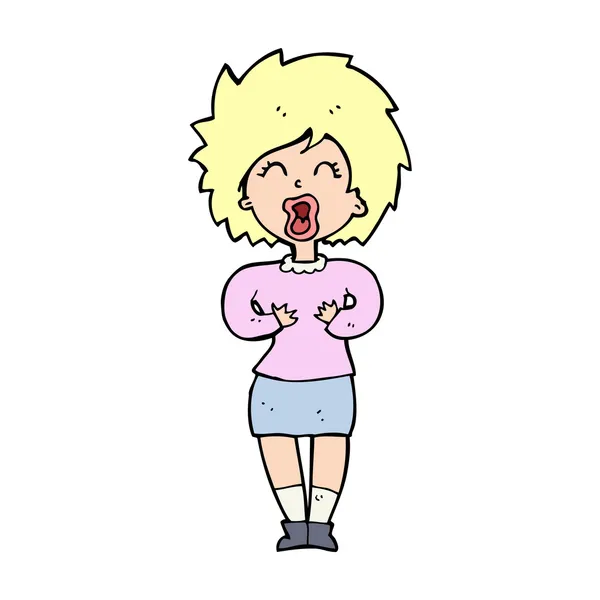 Cartoon skrikande kvinna — Stock vektor