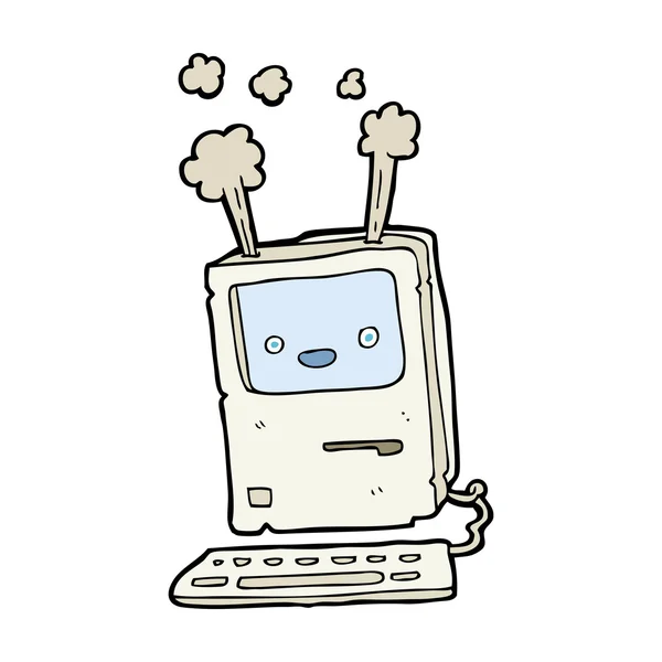 Kreslený starý počítač — Stockový vektor