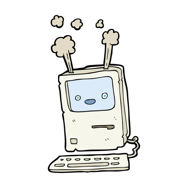 Cartoon old computer — Stock Vector