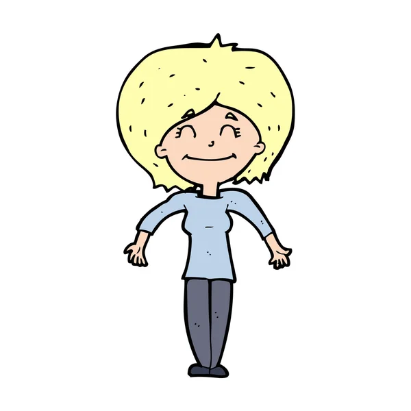 Cartoon vrouw shrugging schouders — Stockvector