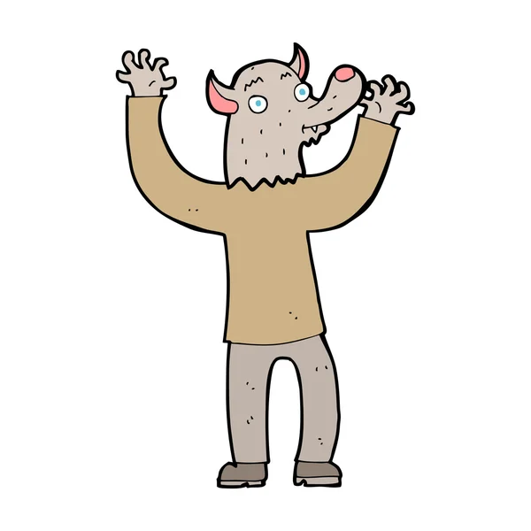 Cartone animato uomo lupo mannaro felice — Vettoriale Stock