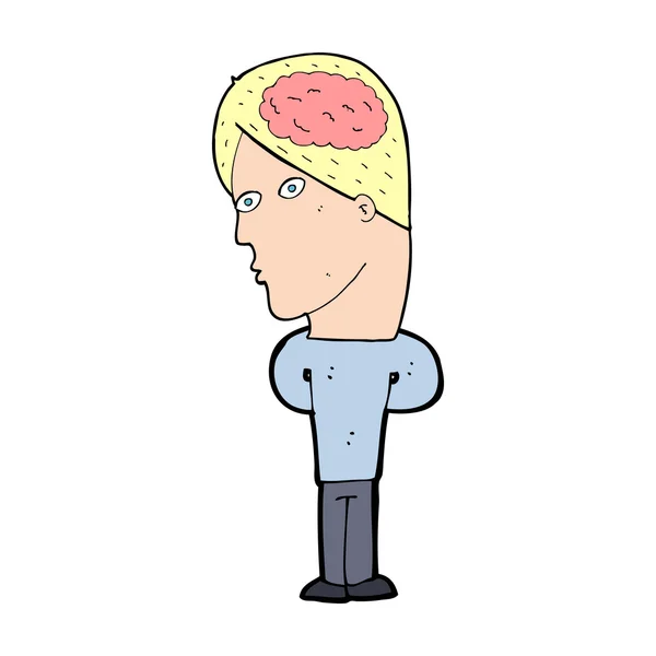 Uomo dei cartoni animati con grande cervello — Vettoriale Stock