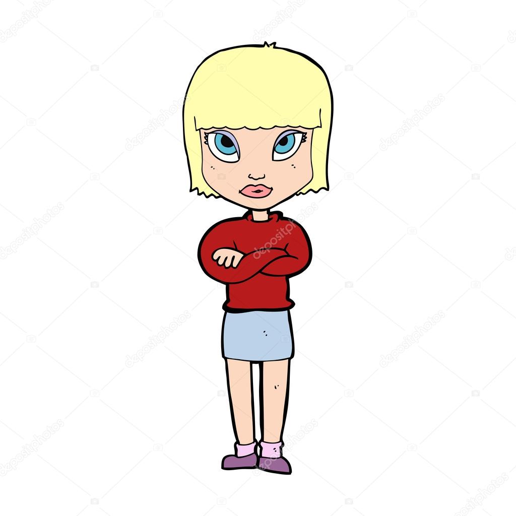 cartoon woman with crossed arms