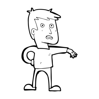 Çizgi filmci kampta jest yapıyor.