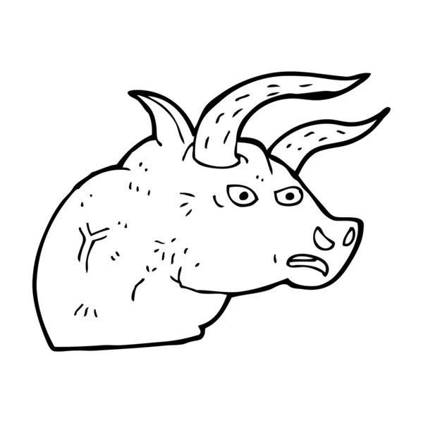 Desenho animado cabeça de touro irritado — Vetor de Stock
