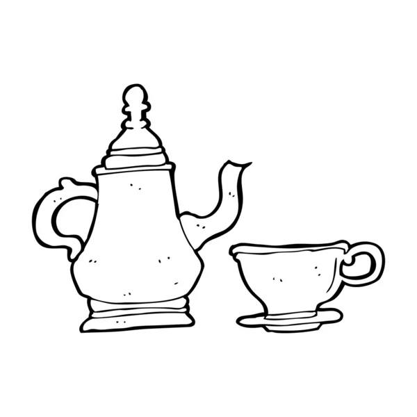 Cafetière et tasse de dessin animé — Image vectorielle