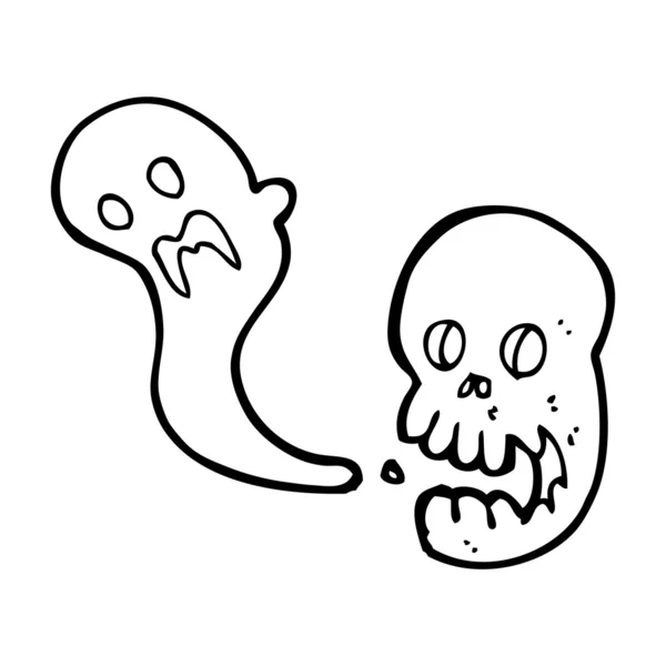 Desenhos animados assustador crânio —  Vetores de Stock