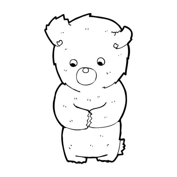 Urso de pelúcia tímido desenhos animados — Vetor de Stock