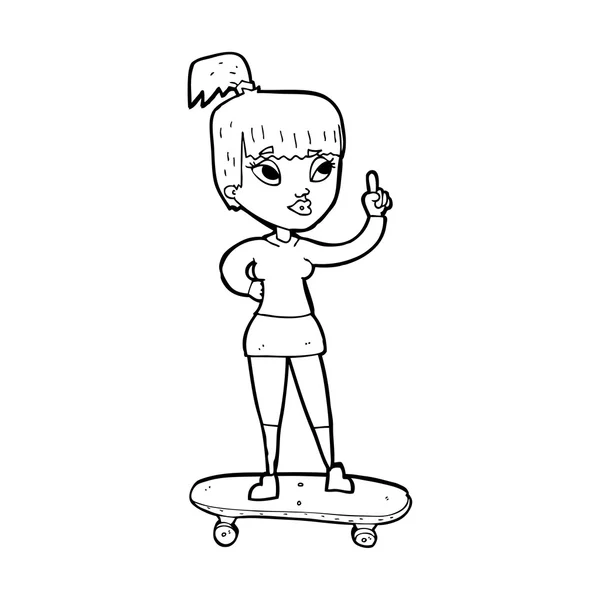 Niña patinadora de dibujos animados — Vector de stock