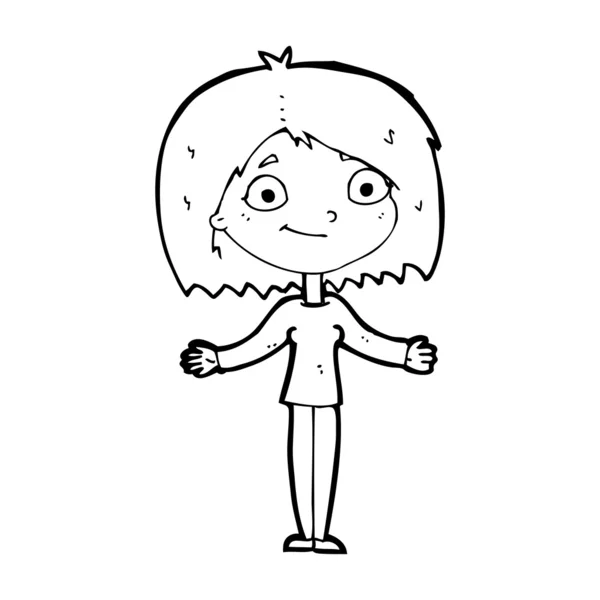 Cartoon vrouw shrugging schouders — Stockvector