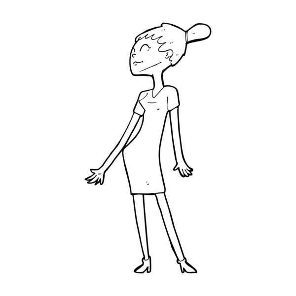 Femme dessin animé en robe — Image vectorielle