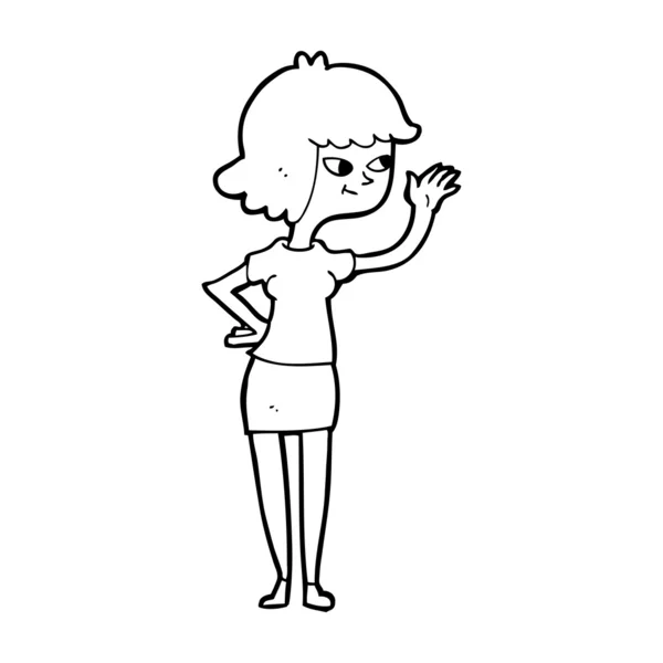 Cartoon friendly girl waving — Stock Vector