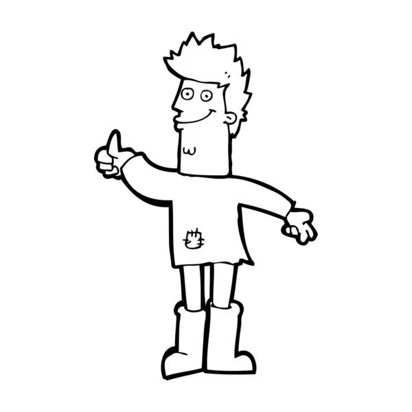 Cartoon positief denken man in lompen — Stockvector