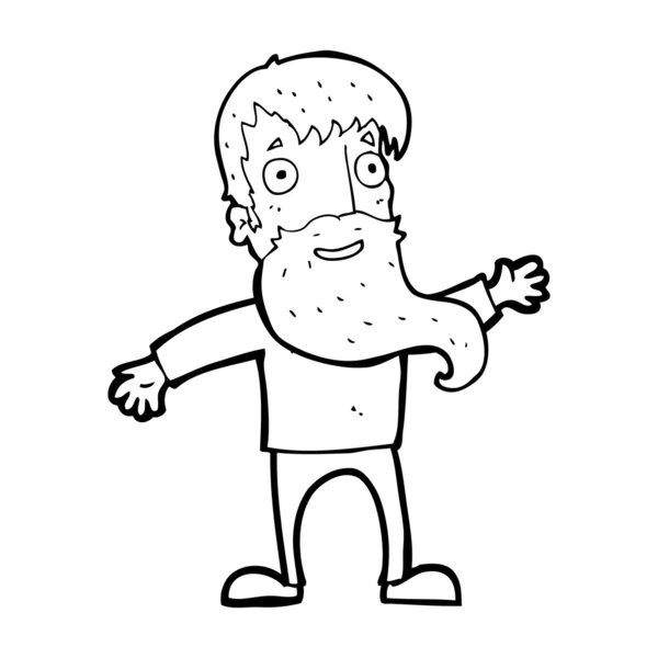 Мультяшный человек с бородой машет — стоковый вектор