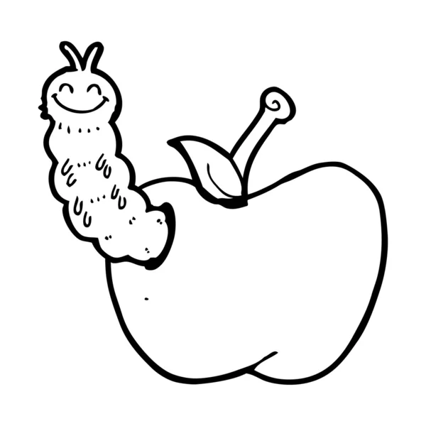 Cartoon bug eating apple — Stock Vector