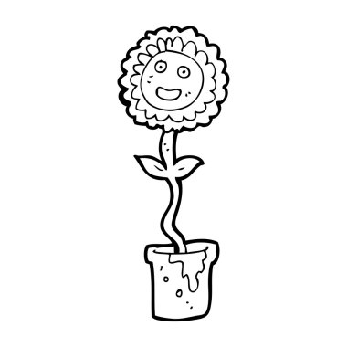 yüzü olan çizgi film çiçek