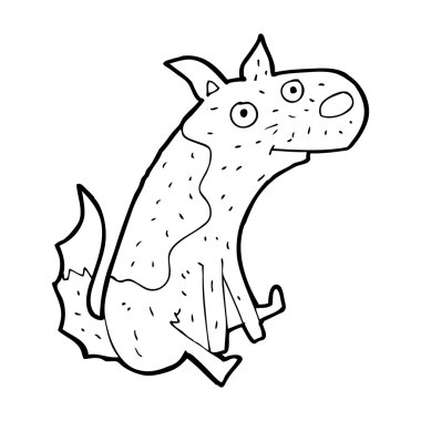 karikatür oturan köpek