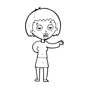 karikatür sıkılmış kadın