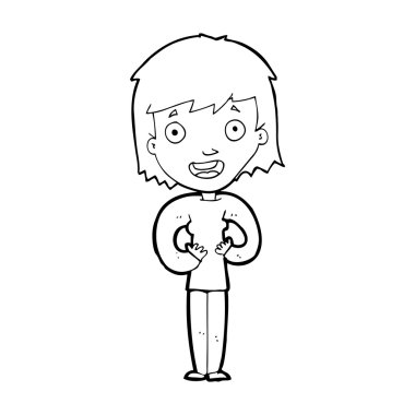 karikatür mutlu kadın