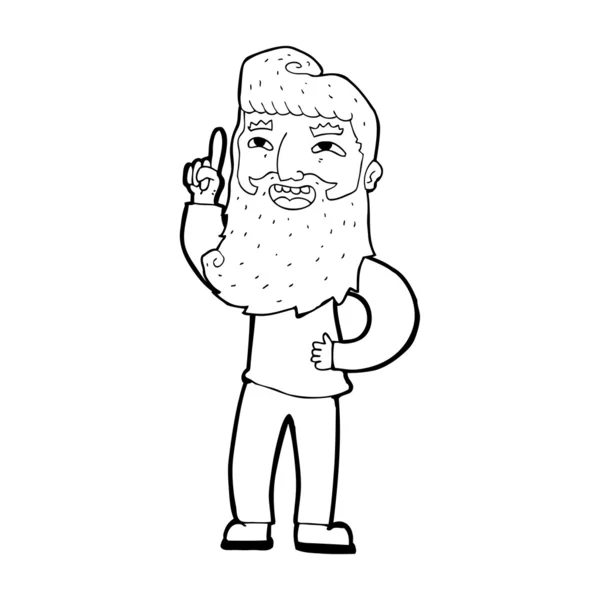 Καρτούν ευτυχισμένη γενειοφόρος άνθρωπος με ιδέα — Διανυσματικό Αρχείο