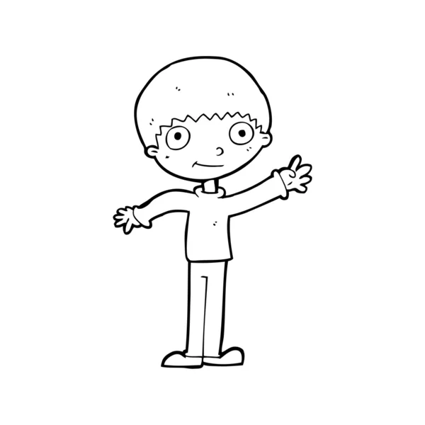 漫画幸せな手を振る男の子 — ストックベクタ