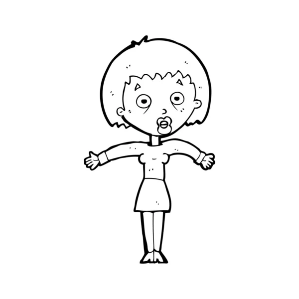 Femme dessin animé haussant les épaules — Image vectorielle