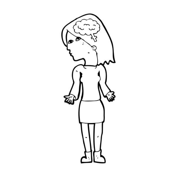 Kreslené chytrá žena pokrčení rameny — Stockový vektor
