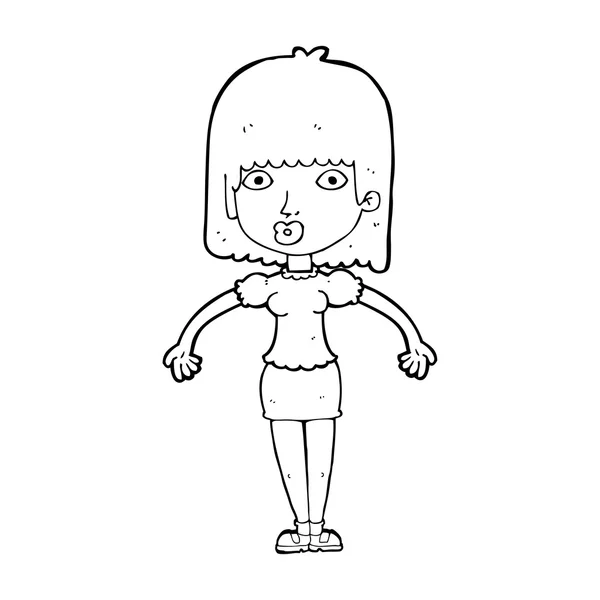Καρτούν γυναίκα shrugging ώμους — Διανυσματικό Αρχείο