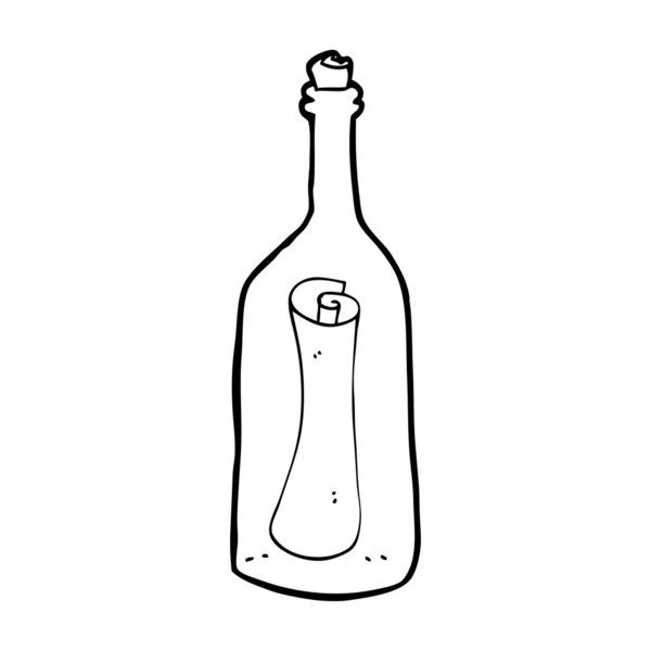 Karikaturenbrief in der Flasche — Stockvektor