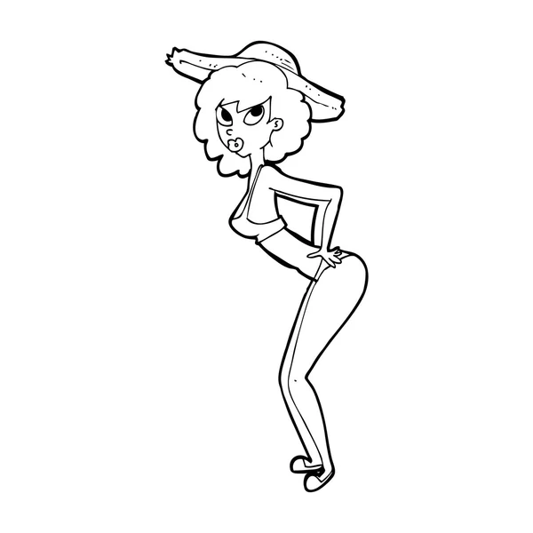 Dibujos animados pin-up chica de playa — Vector de stock