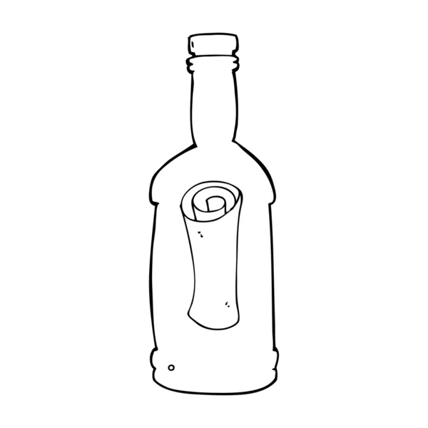 Karikaturenbrief in der Flasche — Stockvektor