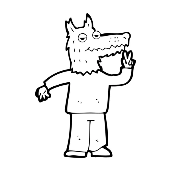 Karikatur glücklicher Wolf Mann — Stockvektor