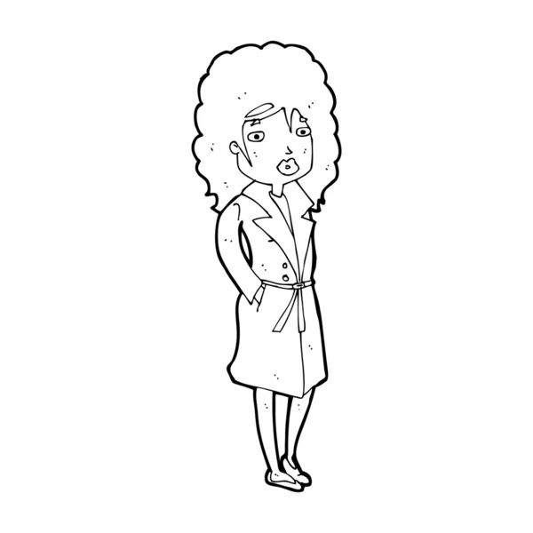 Mujer de dibujos animados en gabardina — Vector de stock