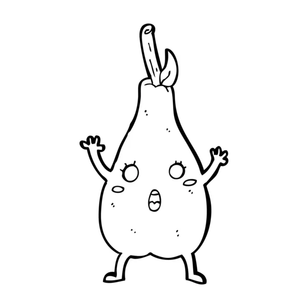 Cartoon frightened pear — Stock Vector